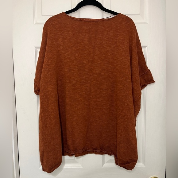 FP BEACH Winnie Oversized Sweater Tee Sz S Bran Boxy Oversized Linen Blend - Picture 9 of 9